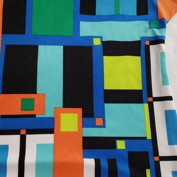 New Directions. Petite. EUC. Blue, Orange, Teal Short Sleeve Top. Size XLP - Picture 3 of 10
